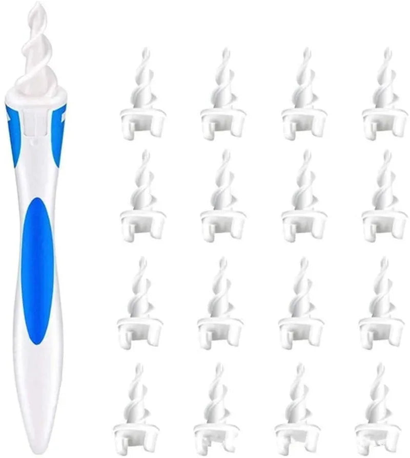 Spiral Earwax Removal Device with 16 Soft Tips for Adults and Children