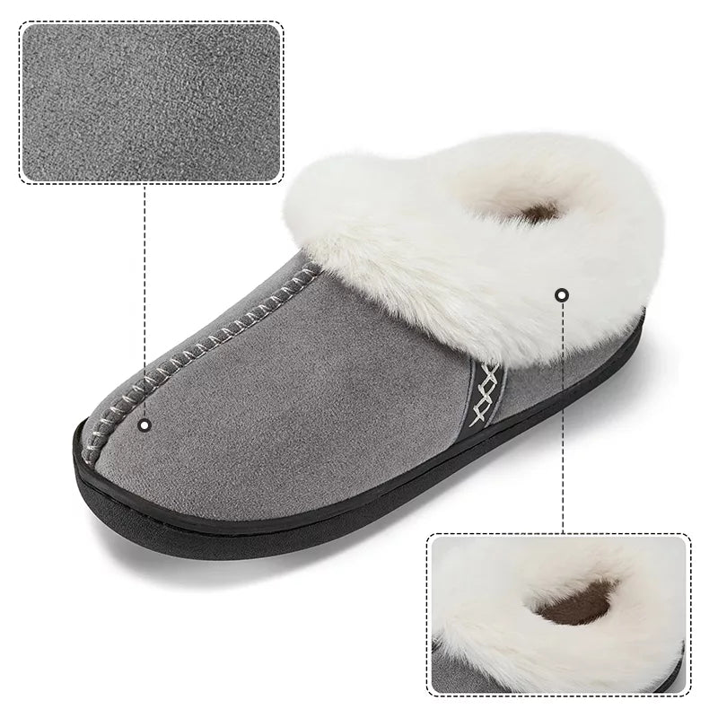 Plush house slippers with thick sole