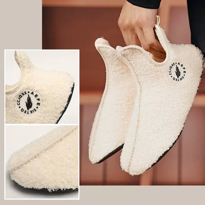 Winter Plush Slippers with Closed Toe and Non-Slip Sole