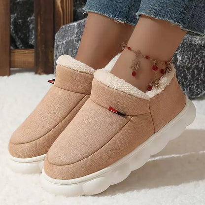 Winter plush slippers with thick sole