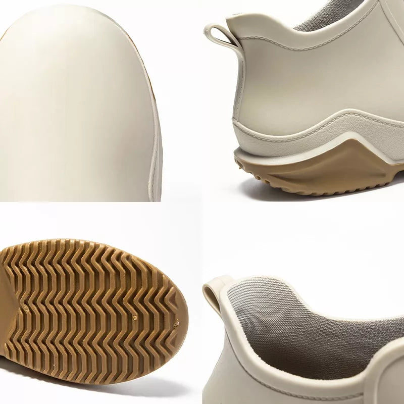 Waterproof ankle rain boots with non-slip sole for women
