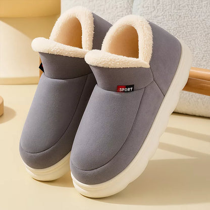Winter plush slippers with thick sole