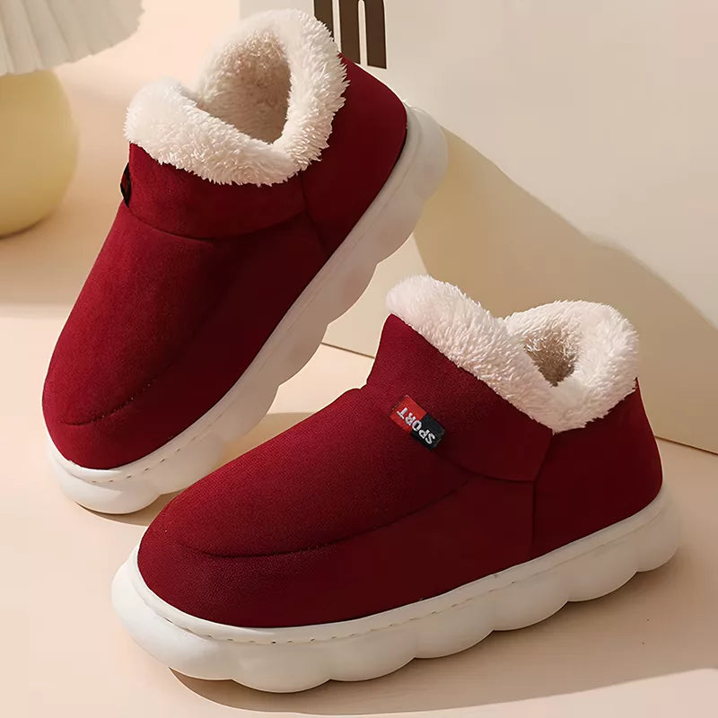 Winter plush slippers with thick sole