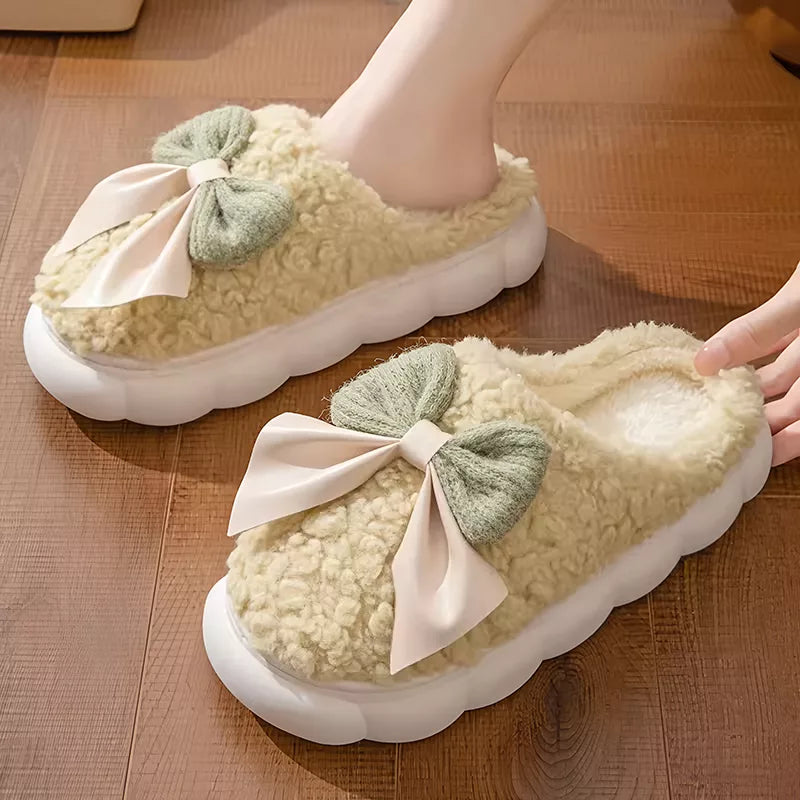 Women's warm winter fur slippers