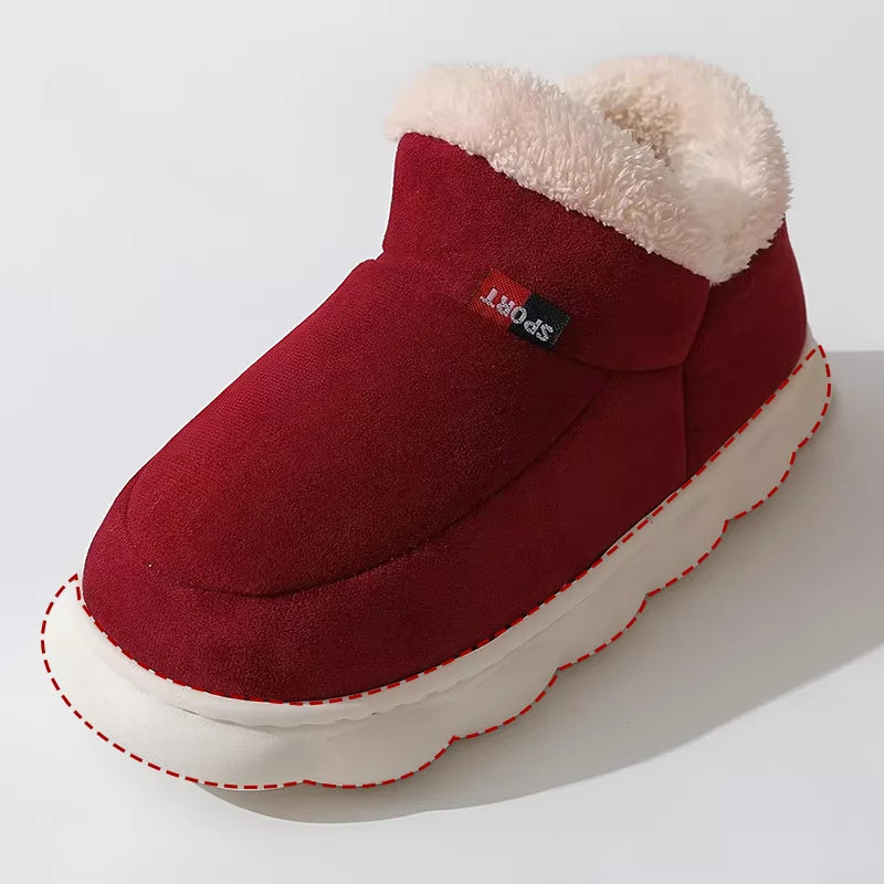 Winter plush slippers with thick sole