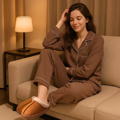 Warm and soft women's slippers with thick sole