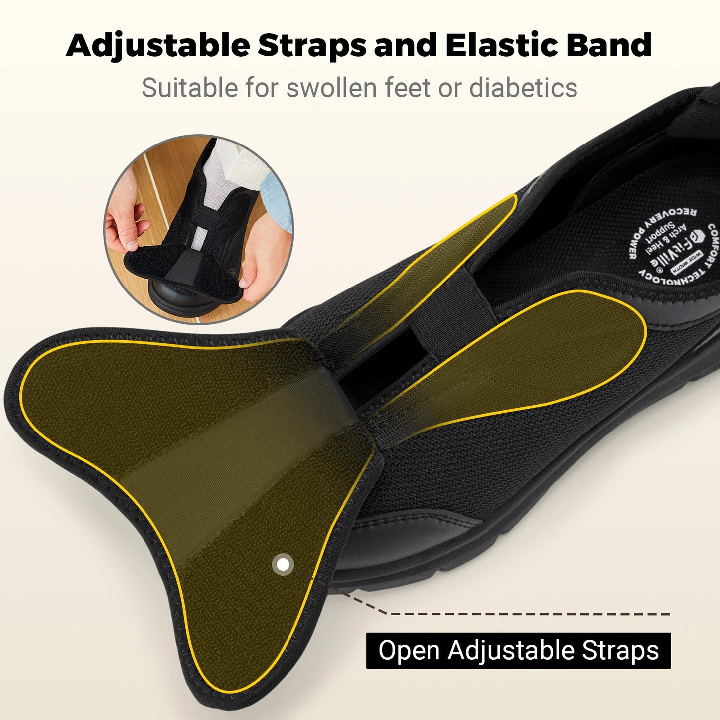 Men's Extra Wide Orthopedic Shoes with Comfort Orthopedic Insoles