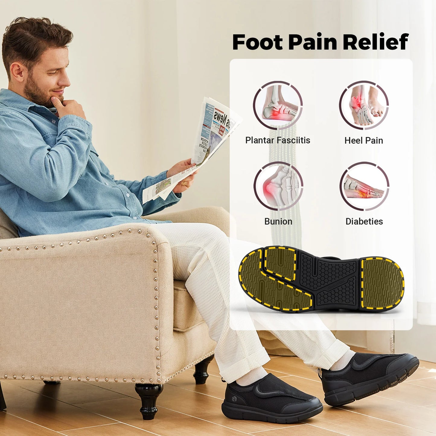 Men's Extra Wide Orthopedic Shoes with Comfort Orthopedic Insoles