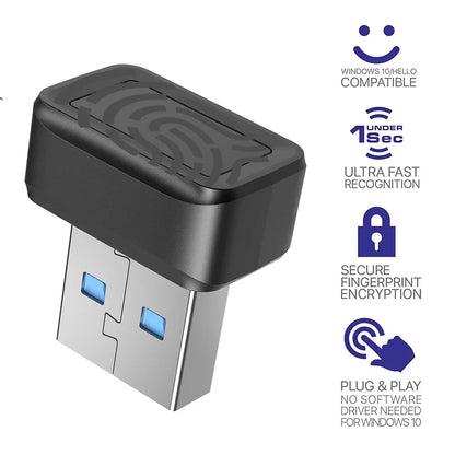 USB Fingerprint Reader for Windows with 360° Recognition – Biometric Security for PC, Quick Access and Encryption