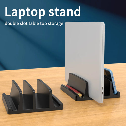 Universal Vertical Laptop Stand with 3 Slots for MacBook and Tablet