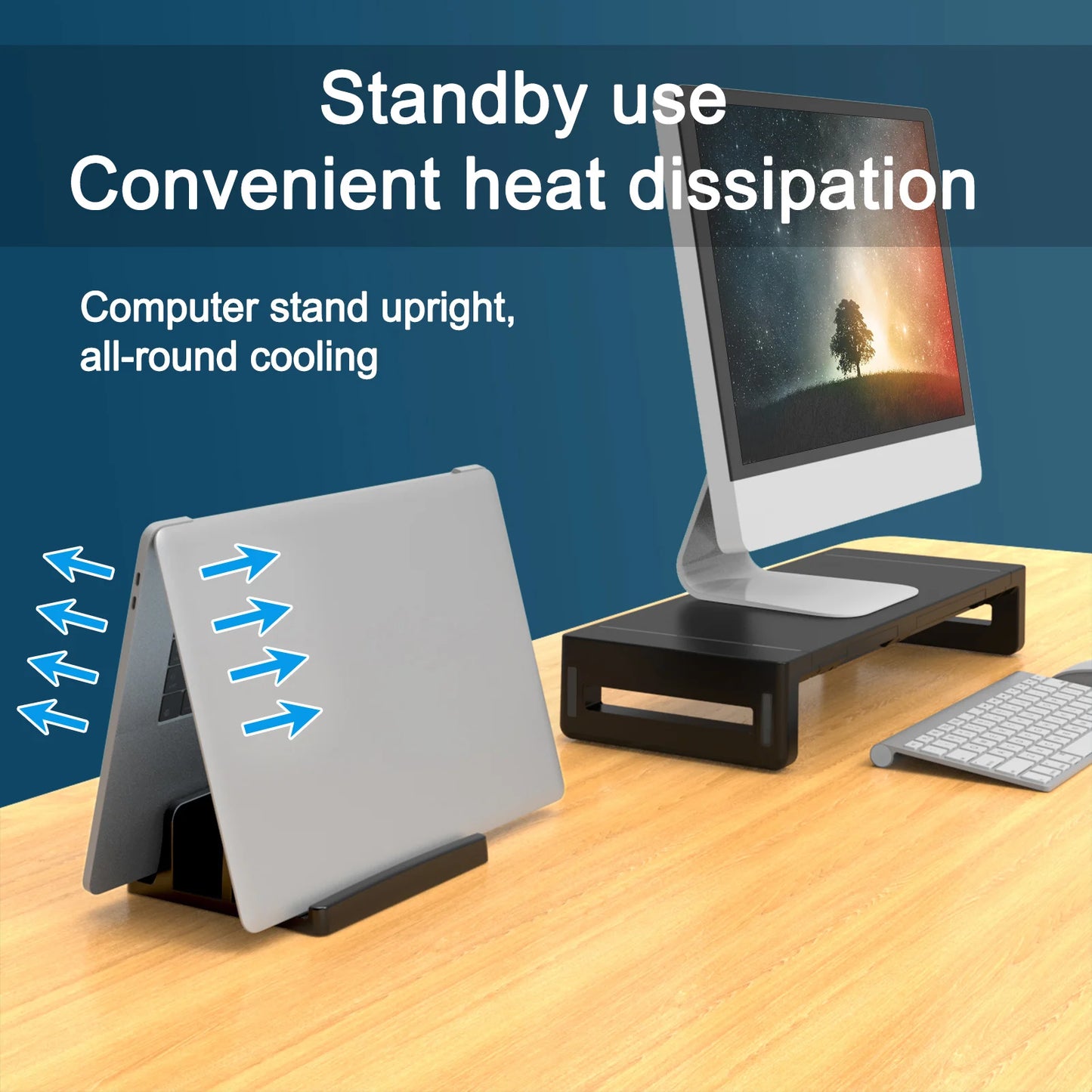 Universal Vertical Laptop Stand with 3 Slots for MacBook and Tablet