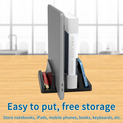 Universal Vertical Laptop Stand with 3 Slots for MacBook and Tablet