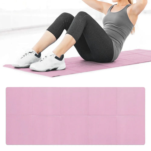 Foldable Pink Yoga Mat in EVA - Shockproof, Waterproof, and Lightweight