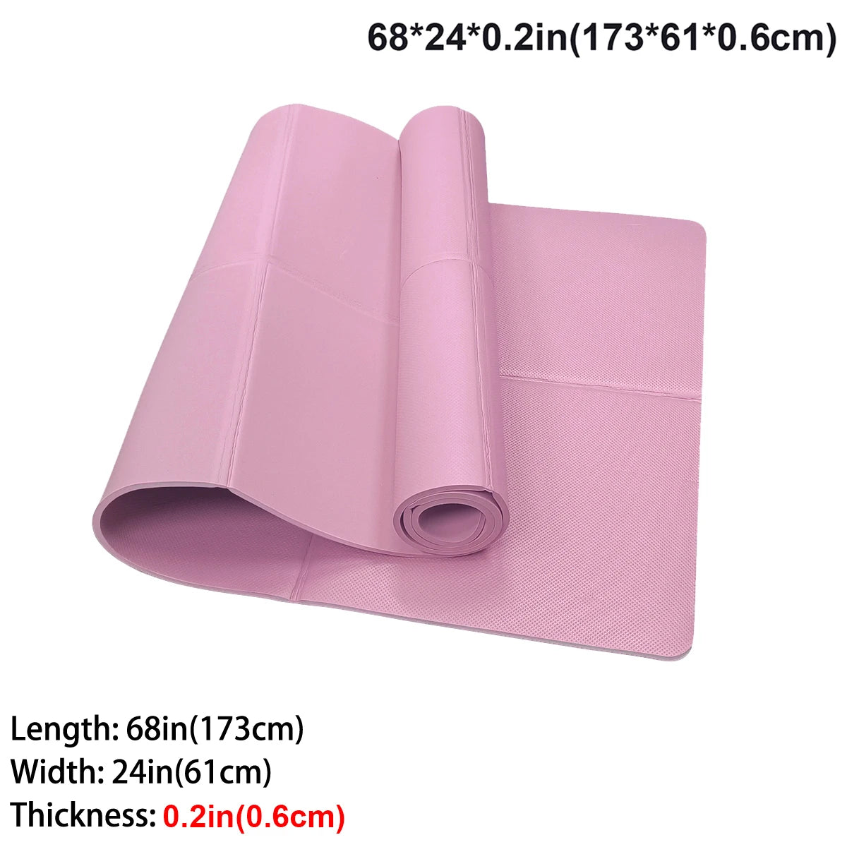 Foldable Pink Yoga Mat in EVA - Shockproof, Waterproof, and Lightweight