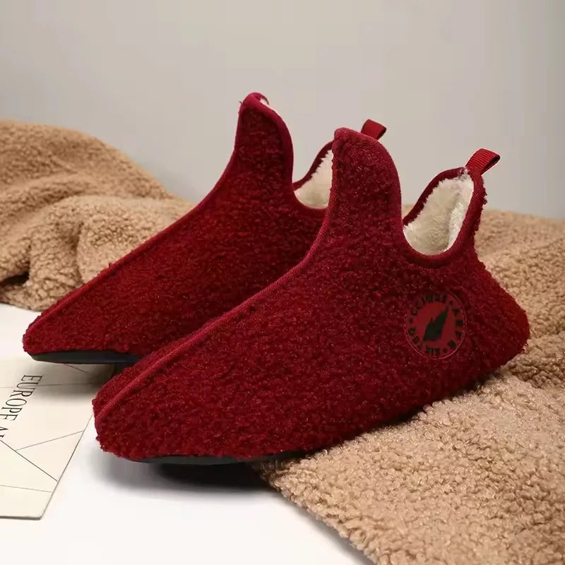 Winter Plush Slippers with Closed Toe and Non-Slip Sole