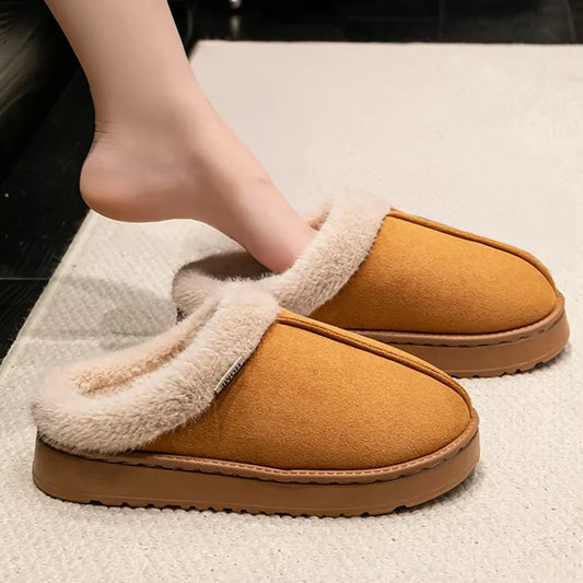 Warm and soft women's slippers with thick sole