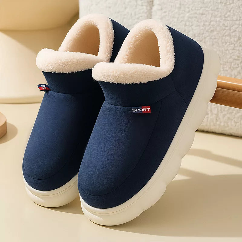 Winter plush slippers with thick sole