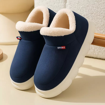 Winter plush slippers with thick sole
