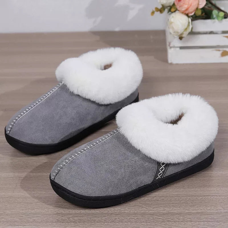 Plush house slippers with thick sole