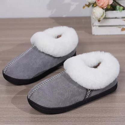 Plush house slippers with thick sole