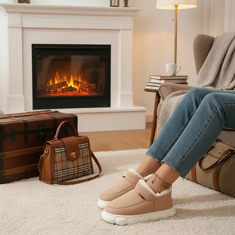 Winter plush slippers with thick sole