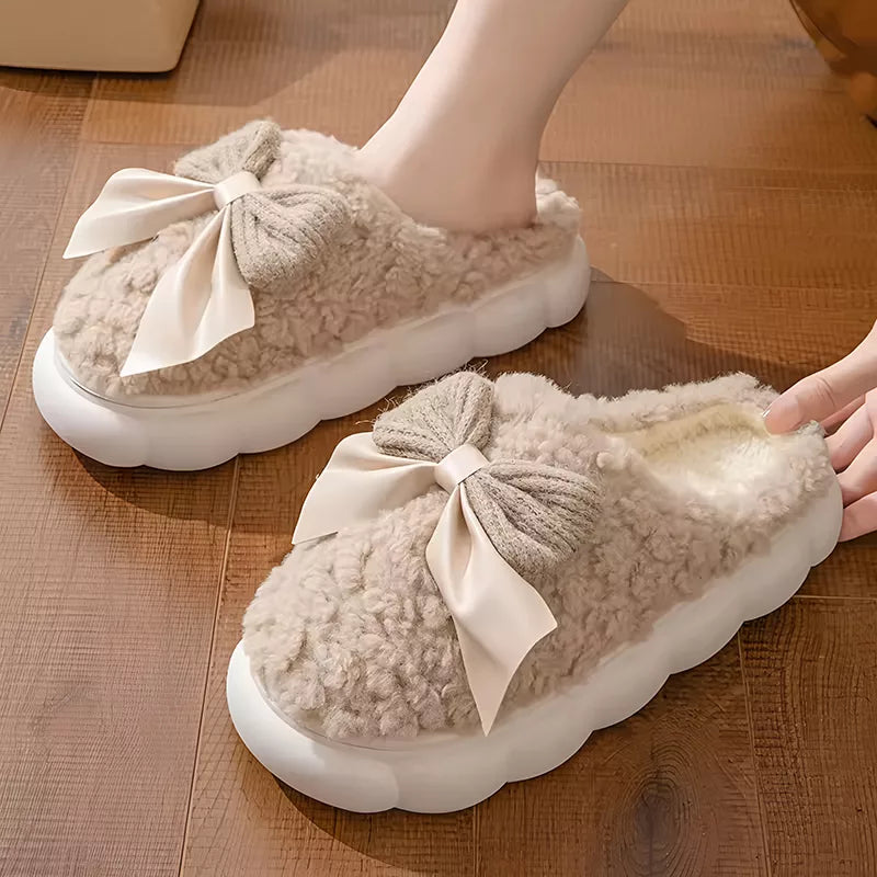 Women's warm winter fur slippers